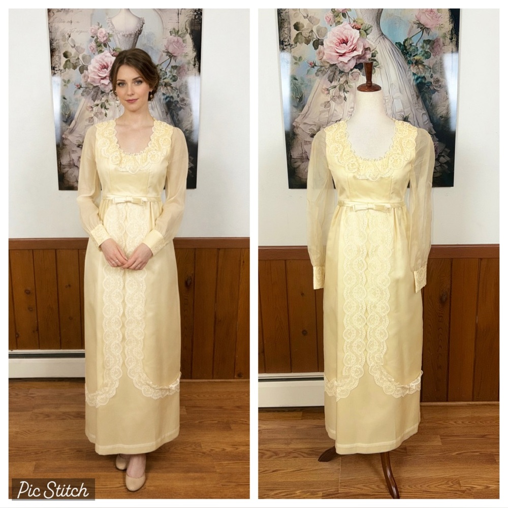 Gorgeous Vintage 1960s Ivory Sheath Wedding Gown